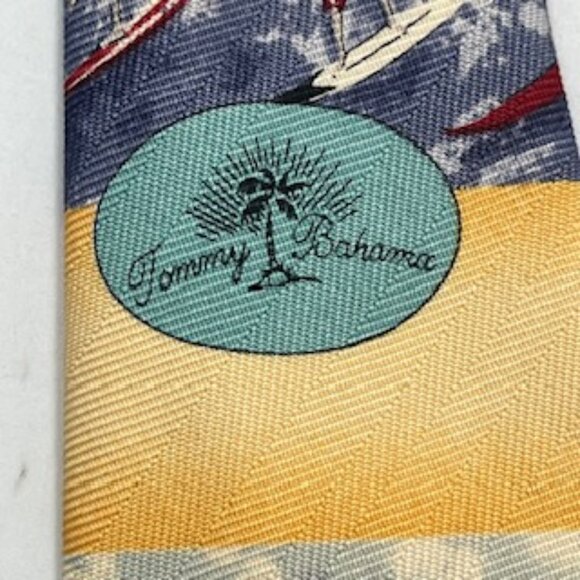 Tommy Bahama Necktie Off Island Collection Silk Yellow Surfer Tie Made USA - Picture 8 of 11